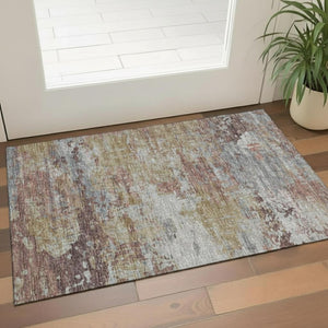 HomeRoots 5' X 8' Mauve and Gray Abstract Area Rug – Stylish, Durable, Stain-Resistant with UV Protection! 707019