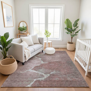 HomeRoots 5' X 8' Mauve and Gray Abstract Area Rug – Stylish, Durable, Stain-Resistant with UV Protection! 707019
