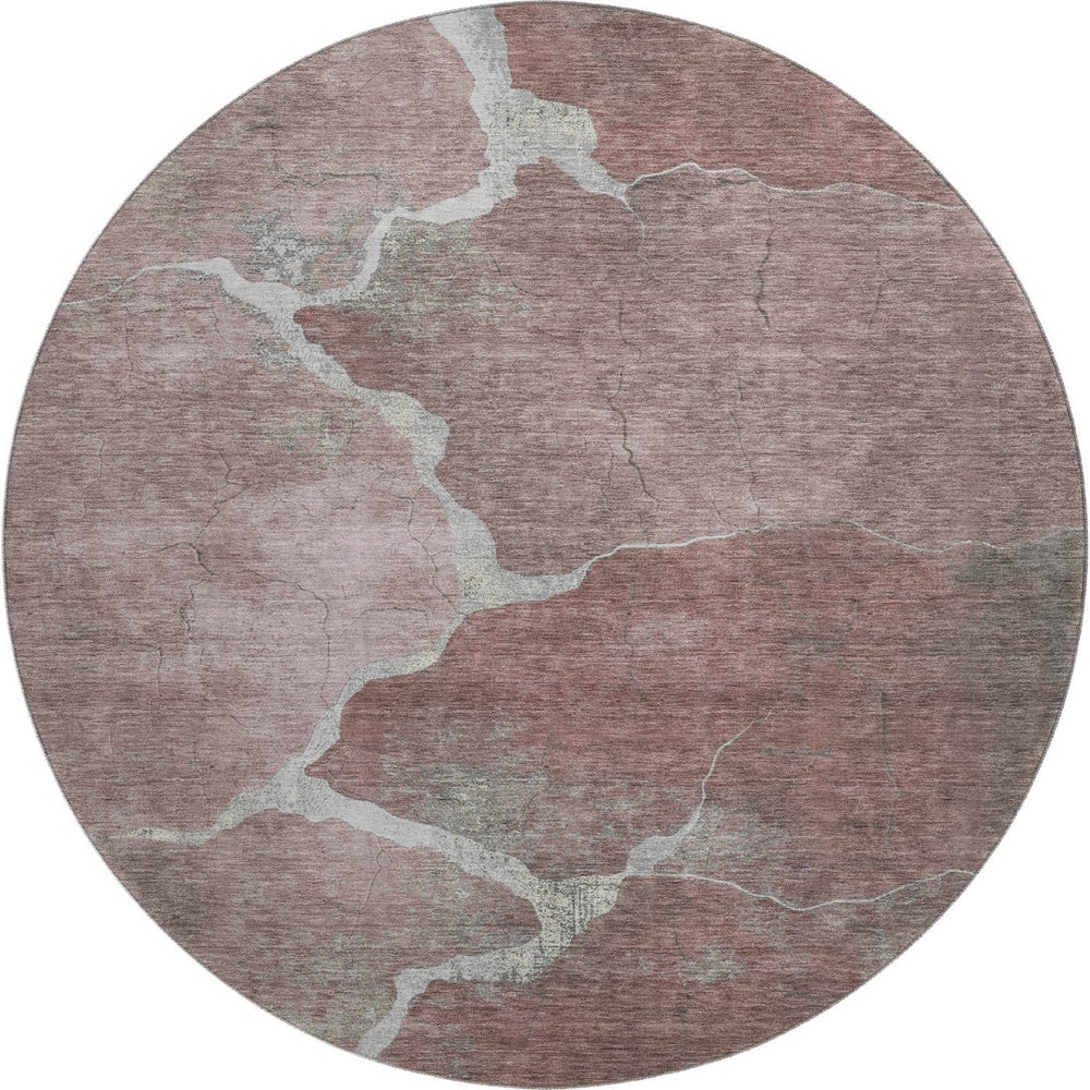 HomeRoots 8' X 10' Stylish Mauve & Gray Abstract Washable Area Rug with UV Protection for Family Spaces 707021