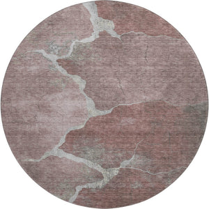 HomeRoots 8' X 10' Stylish Mauve & Gray Abstract Washable Area Rug with UV Protection for Family Spaces 707021