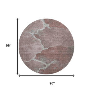 HomeRoots 8' X 10' Stylish Mauve & Gray Abstract Washable Area Rug with UV Protection for Family Spaces 707021