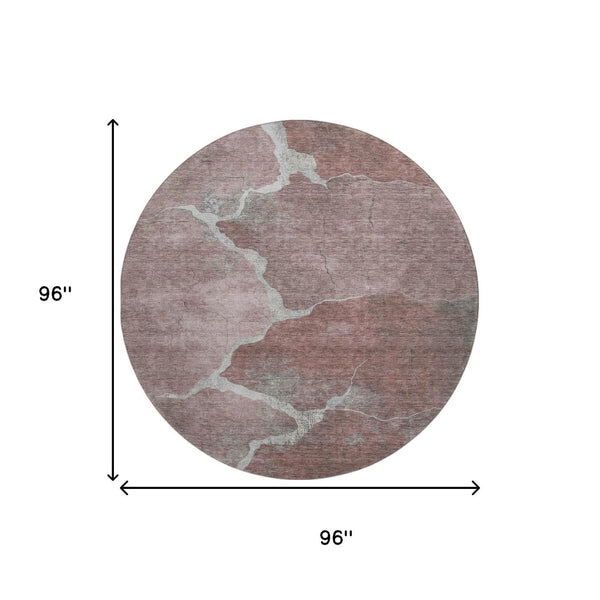 HomeRoots 8' X 10' Stylish Mauve & Gray Abstract Washable Area Rug with UV Protection for Family Spaces 707021