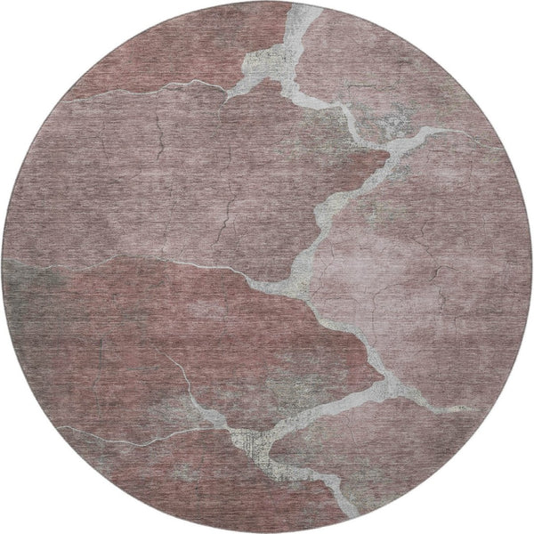 HomeRoots 8' X 10' Stylish Mauve & Gray Abstract Washable Area Rug with UV Protection for Family Spaces 707021