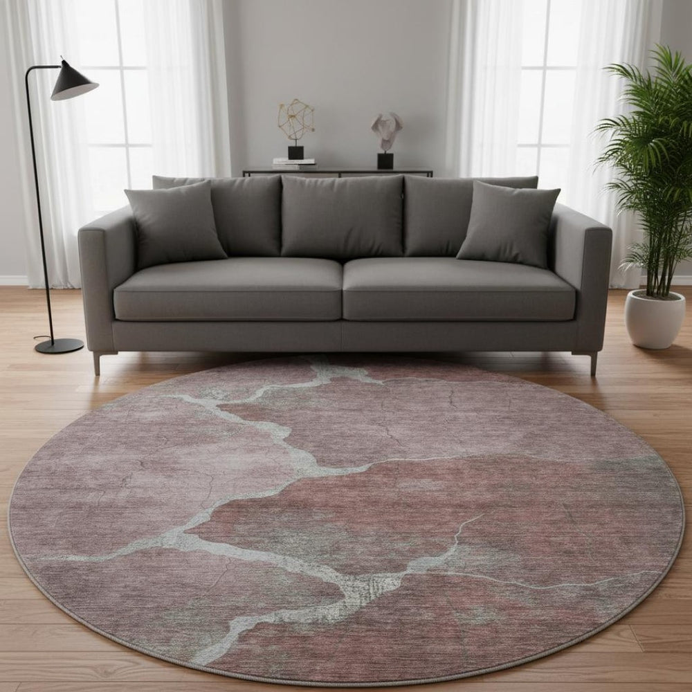 HomeRoots 8' X 10' Stylish Mauve & Gray Abstract Washable Area Rug with UV Protection for Family Spaces 707021