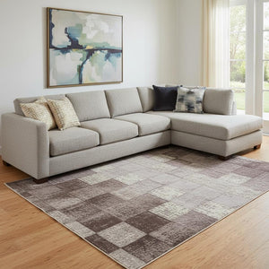 HomeRoots 9' X 12' Mauve & Gray Abstract Washable Area Rug - Stain Resistant, UV Protected & Non-Slip Backing 707022