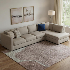 HomeRoots 10' X 14' Mauve & Gray Abstract Washable Area Rug - Stain Resistant, UV Protected, Family Friendly! 707023