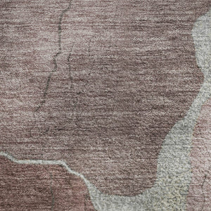 HomeRoots 10' X 14' Mauve & Gray Abstract Washable Area Rug - Stain Resistant, UV Protected, Family Friendly! 707023