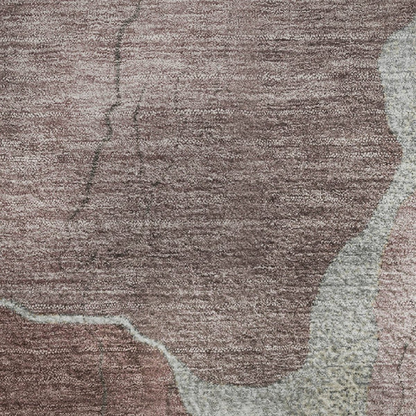HomeRoots 10' X 14' Mauve & Gray Abstract Washable Area Rug - Stain Resistant, UV Protected, Family Friendly! 707023