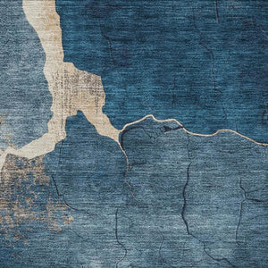 HomeRoots 9' X 12' Navy Blue & Beige Abstract Washable Area Rug - UV Protected, Stain-Resistant & Stylish! 707028