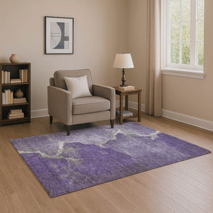 HomeRoots 5' X 8' Purple And Beige Abstract Area Rug – Washable, UV-Protected, Durable for Modern Spaces! 707031