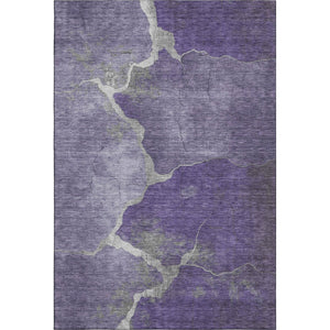 HomeRoots 5' X 8' Purple And Beige Abstract Area Rug – Washable, UV-Protected, Durable for Modern Spaces! 707031