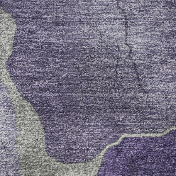 HomeRoots 5' X 8' Purple And Beige Abstract Area Rug – Washable, UV-Protected, Durable for Modern Spaces! 707031