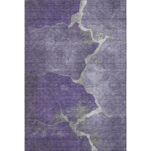 HomeRoots 8' Purple And Beige Abstract Round Rug - Washable, UV Protected, Stain Resistant for Modern Spaces 707032