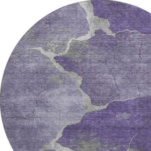 HomeRoots 8' X 10' Purple and Beige Abstract Area Rug - Washable, UV-Protected, Stylish for Modern Homes 707033
