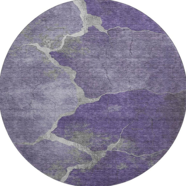 HomeRoots 8' X 10' Purple and Beige Abstract Area Rug - Washable, UV-Protected, Stylish for Modern Homes 707033