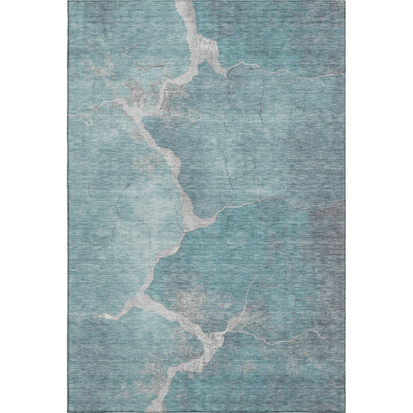 HomeRoots 5' X 8' Teal And Beige Abstract Area Rug – Stain-Resistant, UV-Protected, Stylish & Easy Care! 707037