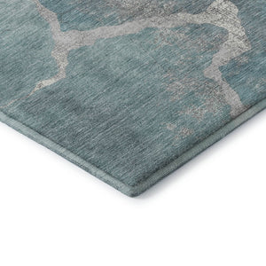 HomeRoots 5' X 8' Teal And Beige Abstract Area Rug – Stain-Resistant, UV-Protected, Stylish & Easy Care! 707037