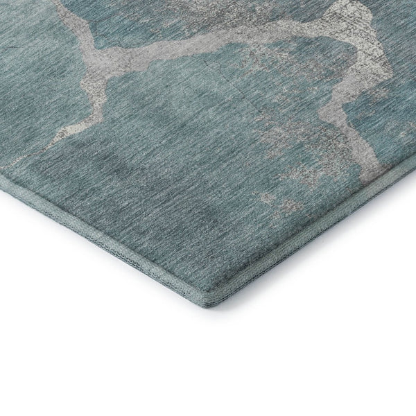 HomeRoots 5' X 8' Teal And Beige Abstract Area Rug – Stain-Resistant, UV-Protected, Stylish & Easy Care! 707037