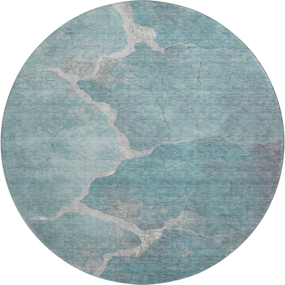 HomeRoots 8' X 10' Teal & Beige Abstract Washable Area Rug – Durable, Stylish, UV-Protected for Busy Homes 707039