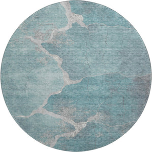 HomeRoots 8' X 10' Teal & Beige Abstract Washable Area Rug – Durable, Stylish, UV-Protected for Busy Homes 707039