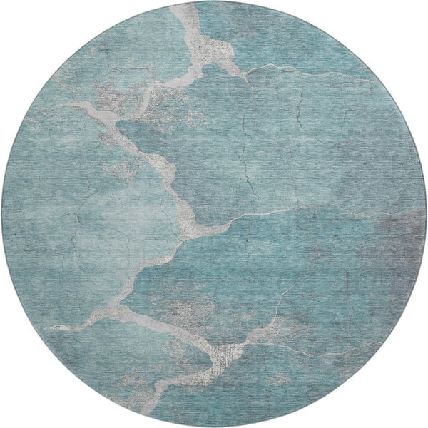 HomeRoots 8' X 10' Teal & Beige Abstract Washable Area Rug – Durable, Stylish, UV-Protected for Busy Homes 707039