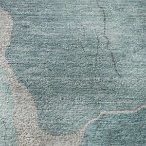 HomeRoots 8' X 10' Teal & Beige Abstract Washable Area Rug – Durable, Stylish, UV-Protected for Busy Homes 707039