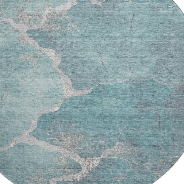 HomeRoots 8' X 10' Teal & Beige Abstract Washable Area Rug – Durable, Stylish, UV-Protected for Busy Homes 707039