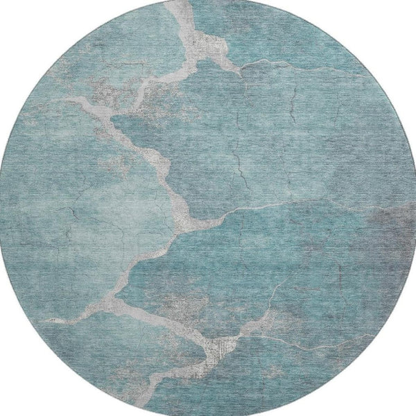 HomeRoots 8' X 10' Teal & Beige Abstract Washable Area Rug – Durable, Stylish, UV-Protected for Busy Homes 707039