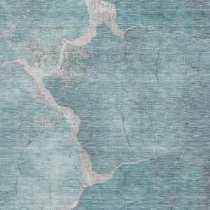 HomeRoots 10' X 14' Teal and Beige Abstract Area Rug - Stylish, Washable, UV-Protected for Modern Living Spaces 707041