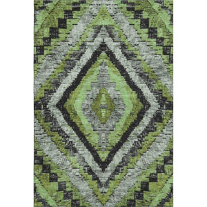 HomeRoots 5' X 8' Artichoke Green and Gray Diamond Area Rug – Stain-Resistant, UV-Protected, Easy Care Design 707043