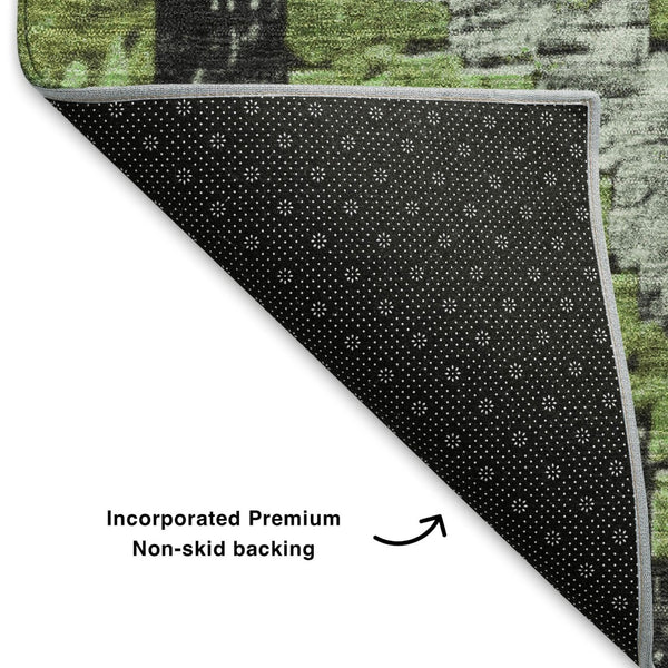 HomeRoots 5' X 8' Artichoke Green and Gray Diamond Area Rug – Stain-Resistant, UV-Protected, Easy Care Design 707043