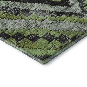 HomeRoots 5' X 8' Artichoke Green and Gray Diamond Area Rug – Stain-Resistant, UV-Protected, Easy Care Design 707043