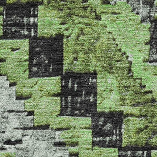 HomeRoots 5' X 8' Artichoke Green and Gray Diamond Area Rug – Stain-Resistant, UV-Protected, Easy Care Design 707043