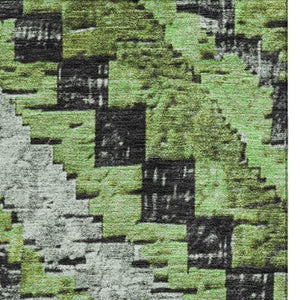 HomeRoots 5' X 8' Artichoke Green and Gray Diamond Area Rug – Stain-Resistant, UV-Protected, Easy Care Design 707043