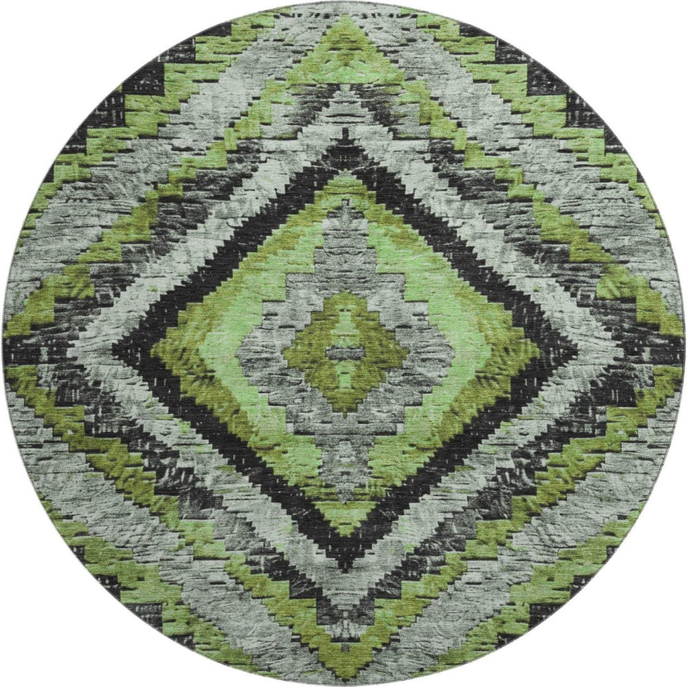 HomeRoots 8' X 10' Artichoke Green Diamond Area Rug – Washable, UV Protected, Stylish & Durable for Busy Homes 707045