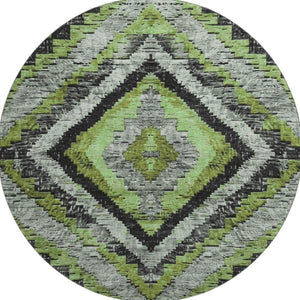 HomeRoots 8' X 10' Artichoke Green Diamond Area Rug – Washable, UV Protected, Stylish & Durable for Busy Homes 707045