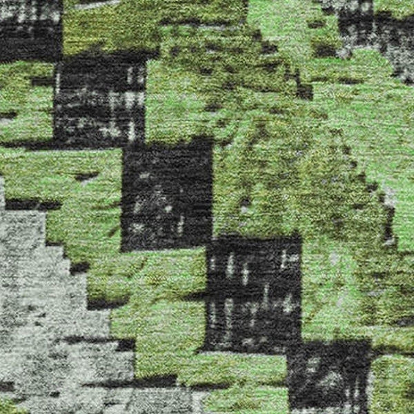 HomeRoots 9' X 12' Artichoke Green Charcoal Gray Diamond Washable Area Rug - UV Protected for High-Traffic Areas 707046