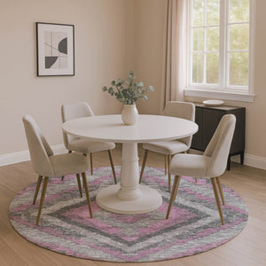 HomeRoots 8' X 10' Stylish Blush and Gray Diamond Area Rug - Washable, UV Protected, Perfect for Family Homes 707051