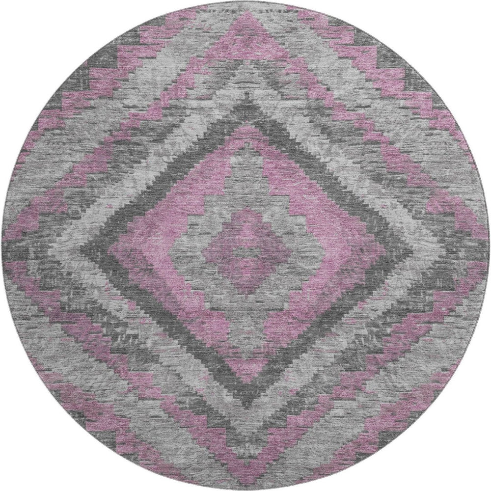 HomeRoots 8' X 10' Stylish Blush and Gray Diamond Area Rug - Washable, UV Protected, Perfect for Family Homes 707051
