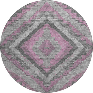 HomeRoots 8' X 10' Stylish Blush and Gray Diamond Area Rug - Washable, UV Protected, Perfect for Family Homes 707051