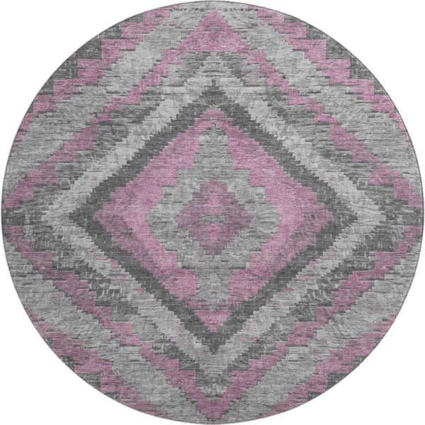 HomeRoots 8' X 10' Stylish Blush and Gray Diamond Area Rug - Washable, UV Protected, Perfect for Family Homes 707051