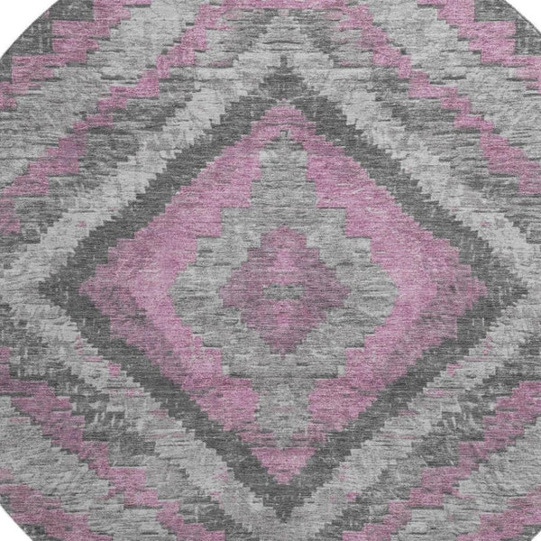 HomeRoots 8' X 10' Stylish Blush and Gray Diamond Area Rug - Washable, UV Protected, Perfect for Family Homes 707051