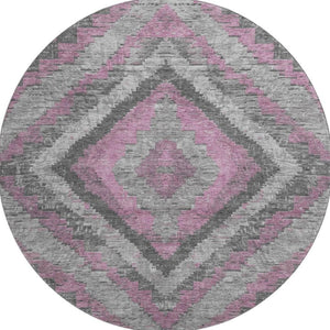 HomeRoots 8' X 10' Stylish Blush and Gray Diamond Area Rug - Washable, UV Protected, Perfect for Family Homes 707051