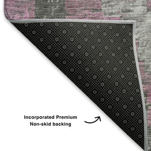 HomeRoots 9' X 12' Stylish Blush Charcoal Diamond Area Rug - Washable, UV Protected, Perfect for High Traffic Areas 707052