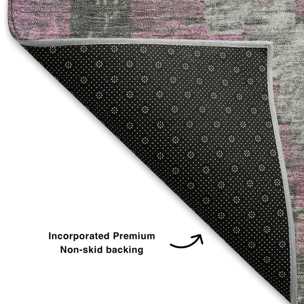 HomeRoots 9' X 12' Stylish Blush Charcoal Diamond Area Rug - Washable, UV Protected, Perfect for High Traffic Areas 707052