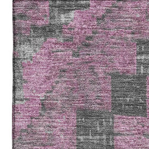 HomeRoots 9' X 12' Stylish Blush Charcoal Diamond Area Rug - Washable, UV Protected, Perfect for High Traffic Areas 707052