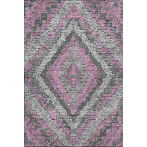 HomeRoots 10' X 14' Stylish Blush Charcoal Gray Diamond Washable Area Rug with UV Protection for Busy Homes 707053