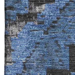 HomeRoots 5' X 8' Stylish Blue Charcoal Gray Diamond Area Rug - Washable, UV Protected for High-Traffic Spaces 707055