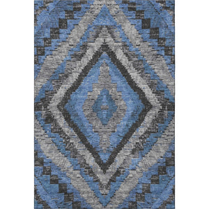HomeRoots 5' X 8' Stylish Blue Charcoal Gray Diamond Area Rug - Washable, UV Protected for High-Traffic Spaces 707055