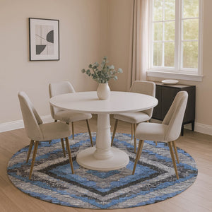 HomeRoots 8' X 10' Blue Charcoal & Gray Diamond Rug – Durable, Washable, UV-Protected for Family Spaces! 707057
